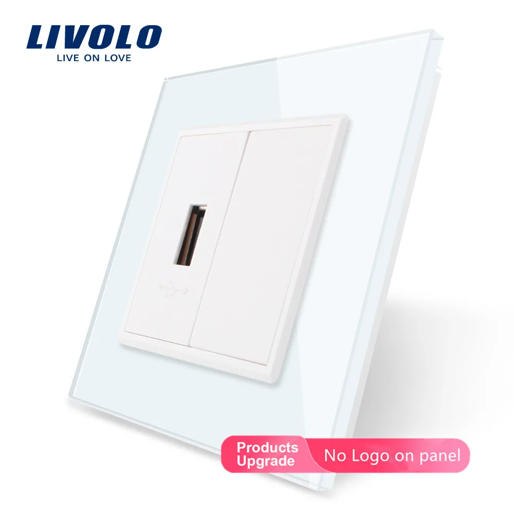 Livolo 4 цвета Хрустальная стеклянная панель одна банда USB розетка/настенная розетка