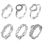 Кольцо серебряное в форме сердца, с бантом, 20 видов, женское кольцо с цирконом