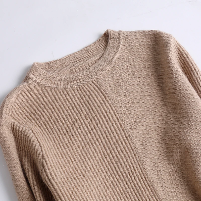 Женское кашемировое платье с круглым вырезом теплое длинное трикотажное