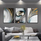 Абстрактная Золотая синяя дуга чернила и моющийся холст печать плакат настенное искусство в скандинавском стиле живопись картина для гостиной домашний декор