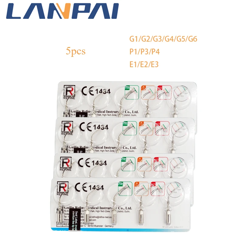 Lanpai 5 Pcs Dental Ultrasonic Scaler Tip Scaling Periodontics Endodontics Fit EMS Ultrasonic Scalers 2 sets eprks scaler prosthetics kit compatible with ems maintenance set and ems piezon master 600 premium and woodecker scalers
