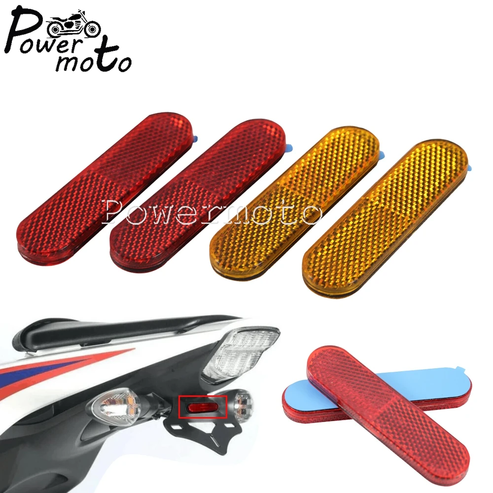 

2x Front/Rear Motorcycle Rectangle Round Door Sticker Decal Warning Tape Reflective Strips Safety Reflector Warning Light Custom