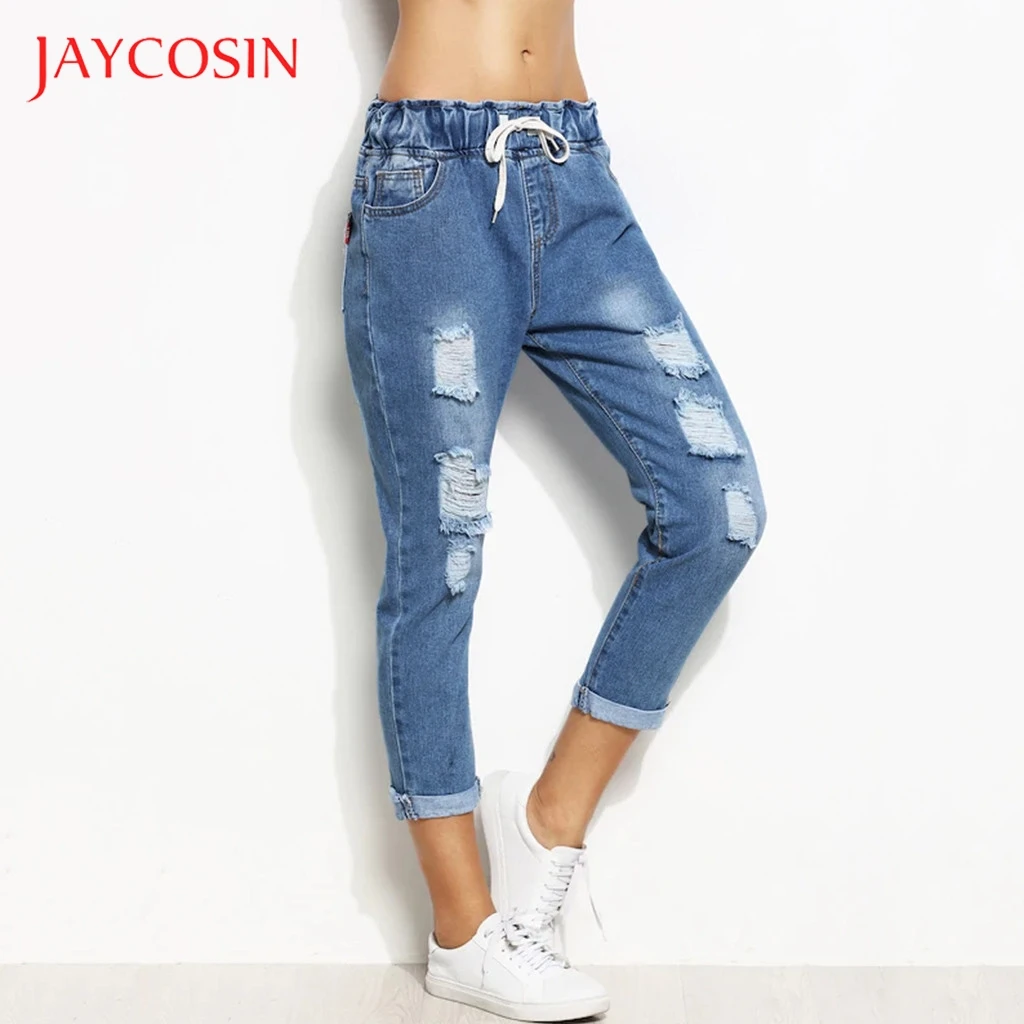 Женские джинсы шаровары JAYCOSIN свободные джинсовые брюки на резинке уличная