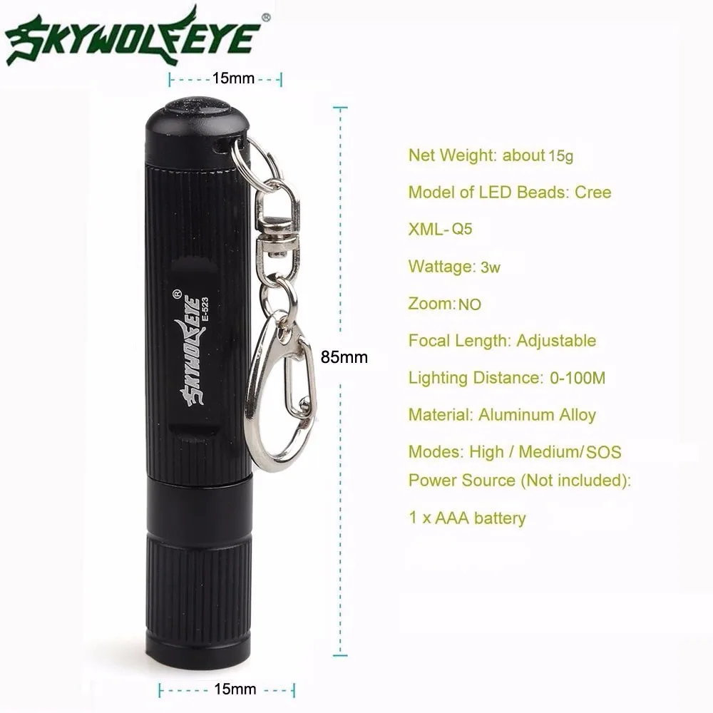 3 режима фонарь супер яркий светильник сплав мини 3000лм масштабируемый Q5