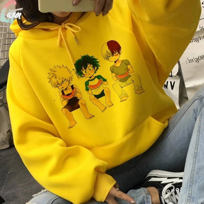 Толстовка женская оверсайз с капюшоном свитшот принтом аниме Моя геройская