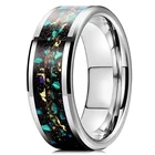 Кольцо мужское из карбида вольфрама с цветным опалом, 8 мм