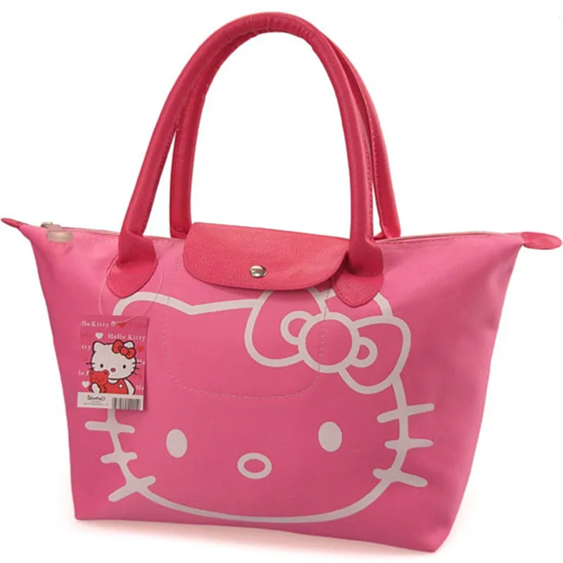 Новая Модная Портативная дамская сумка HELLO KITTY, Большая вместительная Холщовая Сумка на плечо с милым рисунком, клатч, HK-213