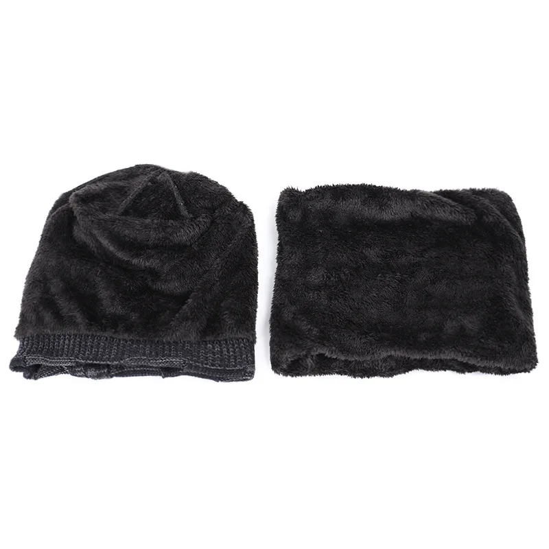 Мужская вязаная теплая шапка Joker однотонная Шапка-шарф одежда из двух предметов