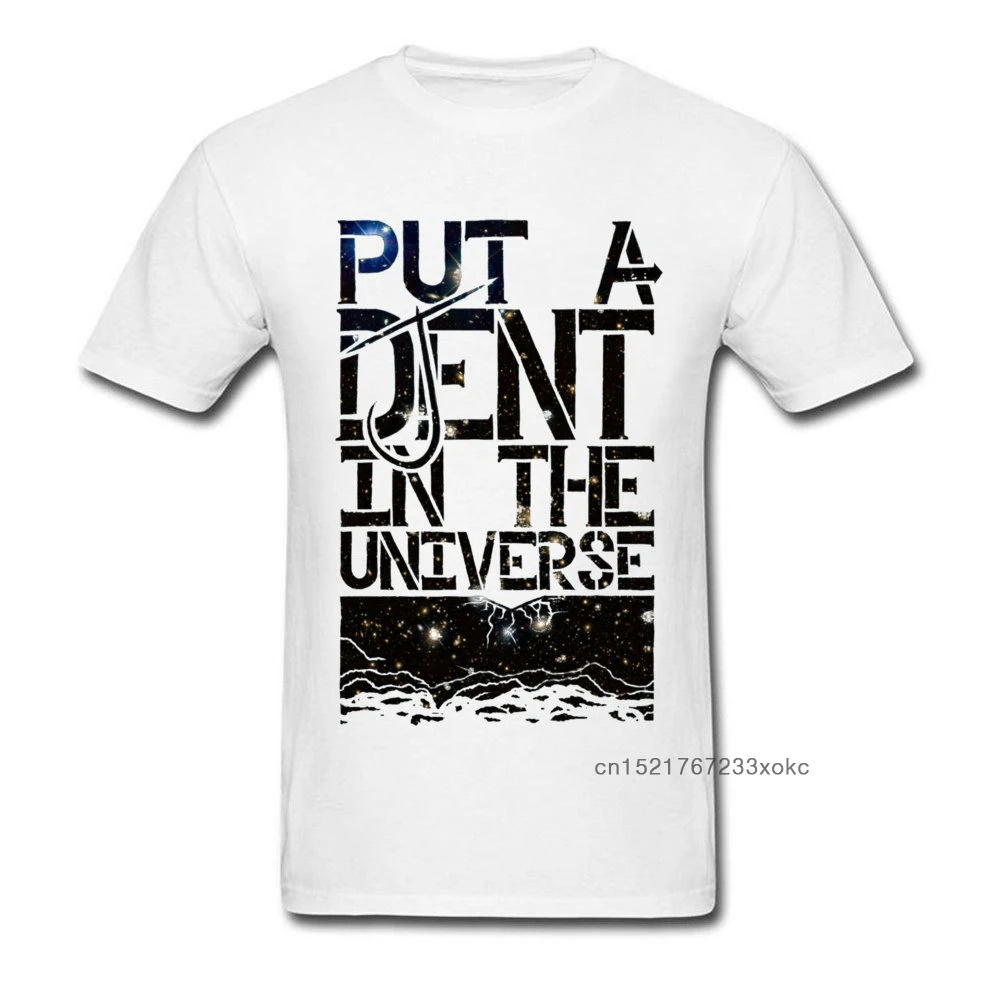 Letter T-shirt Men Black White Tshirt Put A DJent In The Universe Cool Male Clothes Heavy Metal Music Style Streetwear Slim Fit