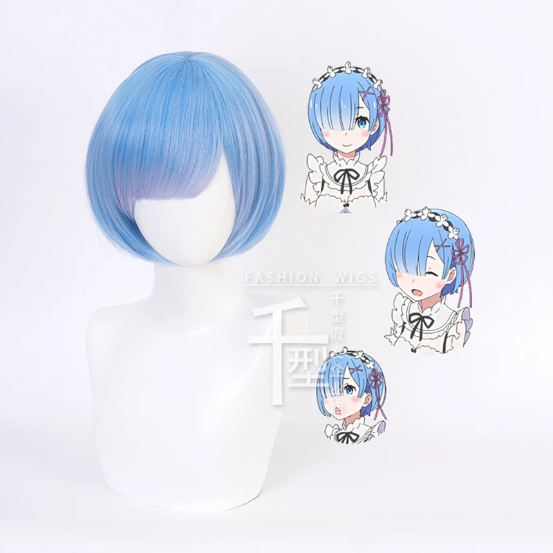Re：Life in a different world from zero Rem Cosplay Wig Anime Women Ram Costume Hair Synthetic