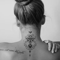 waterproof temporary tattoo sticker lotus pattern water transfer under breast shoulder flower fake tatoo tatuajes temporales