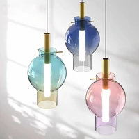 stained glass pendant light modern led pendant lamp kitchen dining room hanging lights home decor bar loft industrial fixtures