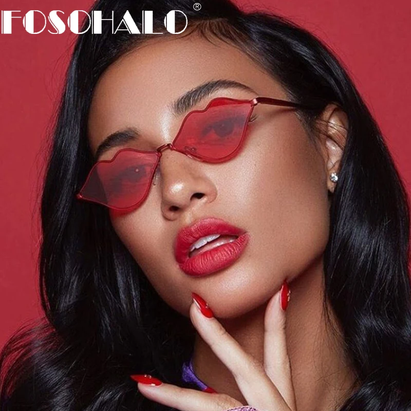 

2020 Fashion Cute Sexy Retro Sunglasses Women Brand Designer Lip shape Sun glasses Vintage Cheap Eyewear Red female