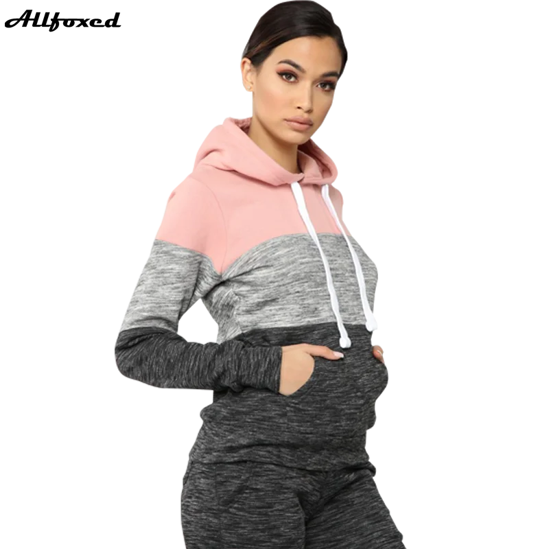 

Fashion Spring and Autumn Two Piece Sets Women's Hoodie Pants Sportswear Suit Splicing Hedging Ladies Hoodie Suit Sportswear