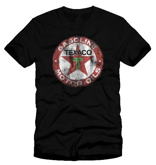 

Texaco Retro Logo T-Shirt Distressed Style Auto Gasoline Motor Oil Vintage Shirt