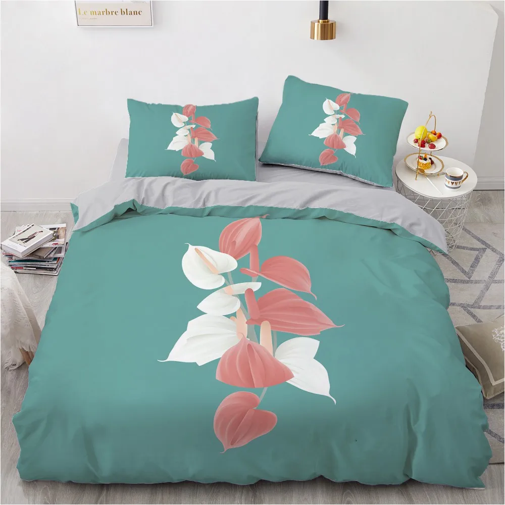 

Leaf Quilt Cover Sets 3D Custom Design White Comforther Cases Pillow Cases King Queen Super King Twin Size Minimalist Beddings