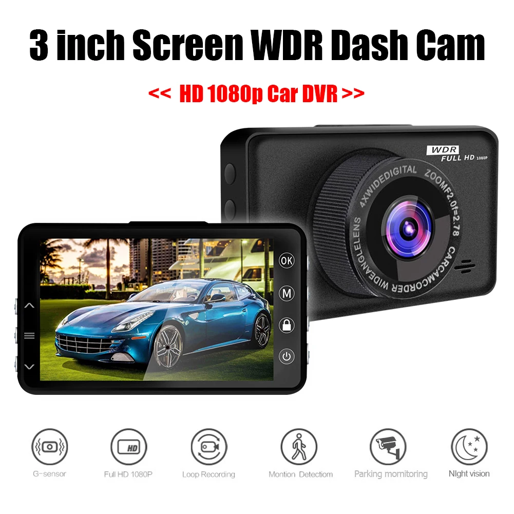

Автомобильный видеорегистратор, 3,0 дюйма, IPS, два объектива, HD 1080P