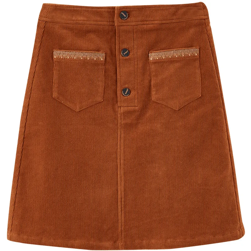 INMAN Женская юбка весна осень винтажная Минималистичная Вельветовая пуговица