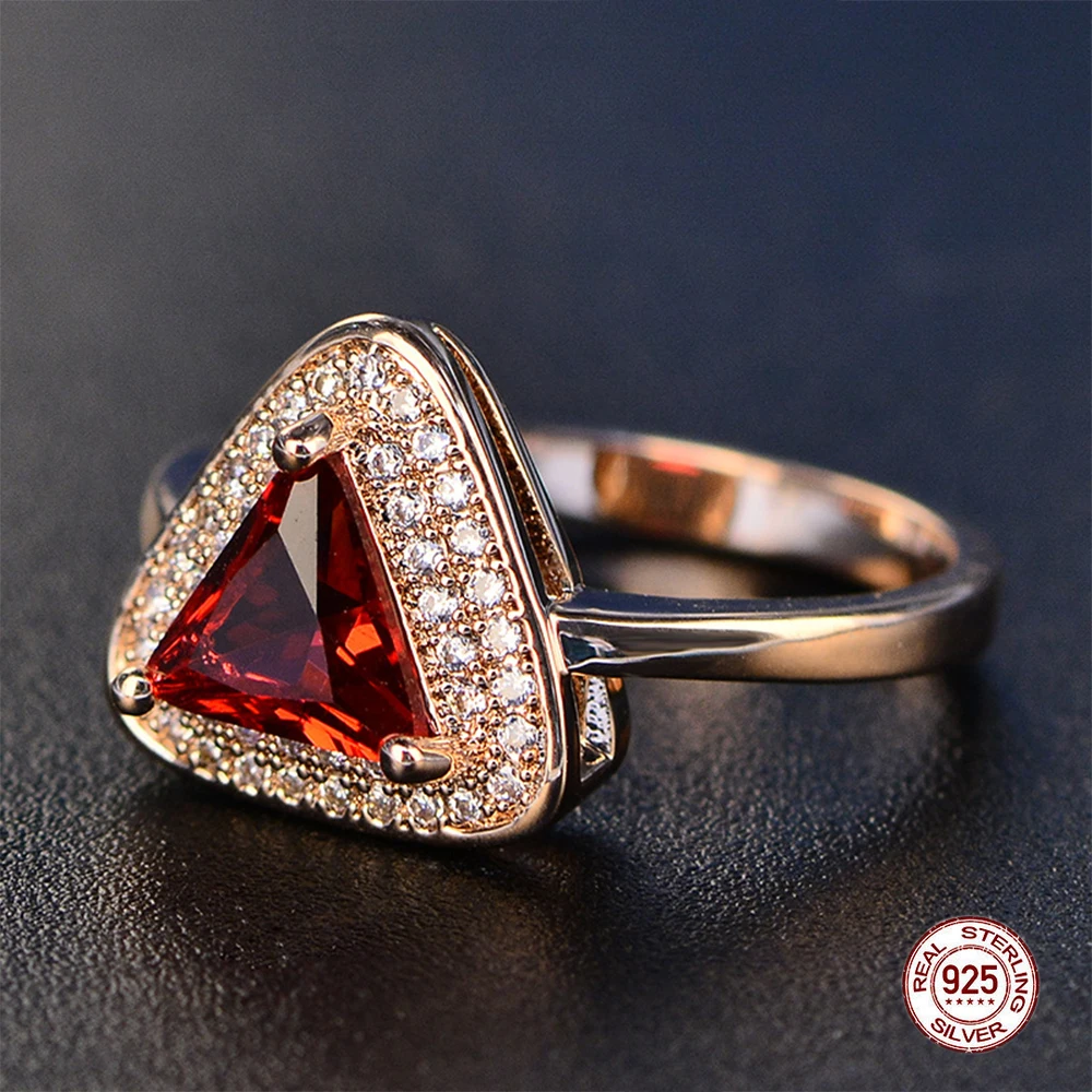 Роскошное модное кольцо с рубином искусственное серебряное для женщин