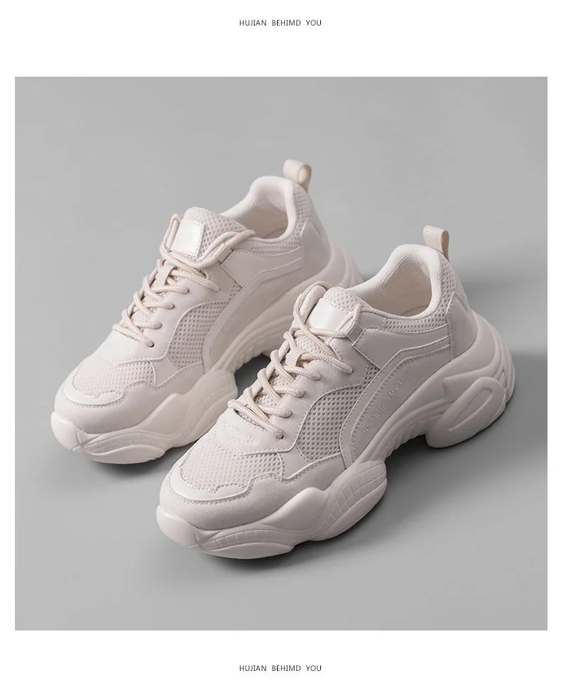 beige Размеры 35-43; женские кроссовки; сезон лето-осень; женская обувь; модные кружевные мягкие кроссовки; Femme Dad; дышащие сетчатые кроссовки на платформе; B1372 - Цвет: beige