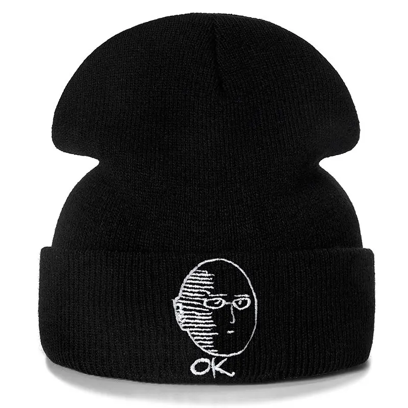 

ONE PUNCH-MAN Anime Cotton Casual Beanies for Men Women Winter Hat Solid Color Hip-hop Skullies Hat Unisex Cap