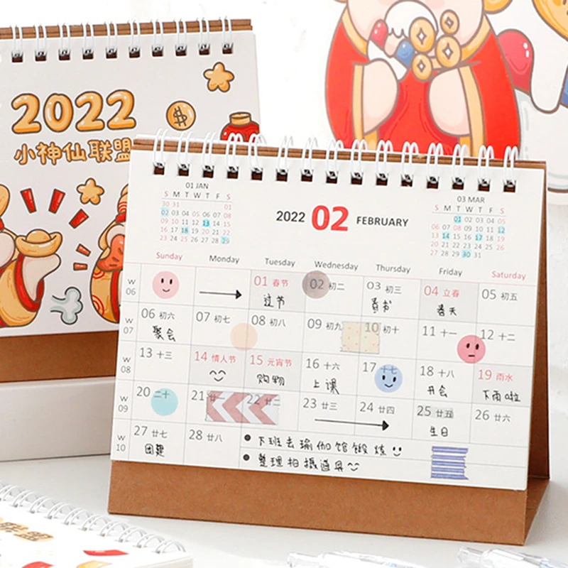 

2022 милый творческий женский ежедневник в стиле китайского аниме с рисунком, настольный планировщик, органайзер на годовую расписание, Нови...