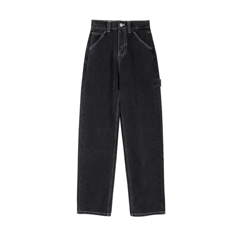 

Woman Mom Casual Boyfriend High Waist Denim Pants 2020 New Autumn Retro Solid Comfortable Jeans Female Gray