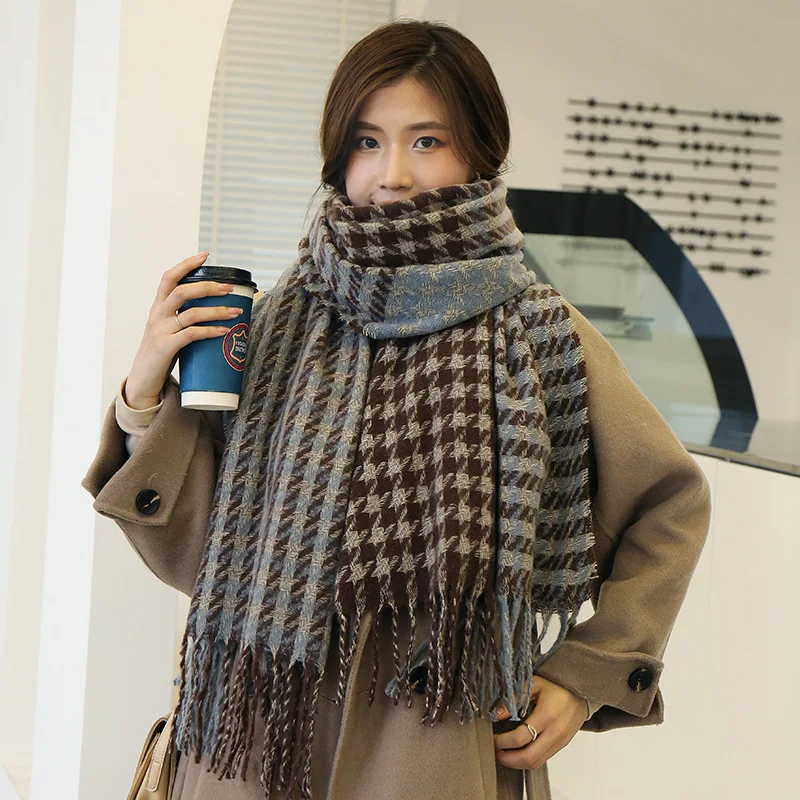 

2021 NEW Fashion Cashmere Women Plaid Scarf Winter Warm Shawl and Wrap Bandana Pashmina Long Tassel Female Foulard Thick Blanket