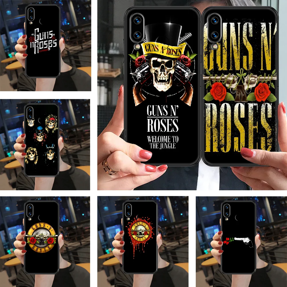 

Rock Guns N Roses Phone case For Huawei Honor View 6 7 8 9 10 10i 20 A C X Lite Pro Play black painting cell cover silicone