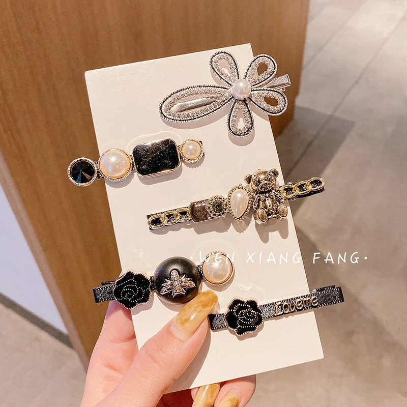 

Заколка для волос в Корейском стиле женская, 5 предметов, в стиле интернет-знаменитостей, зажим «Утконос», элегантный зажим для волос, аксесс...