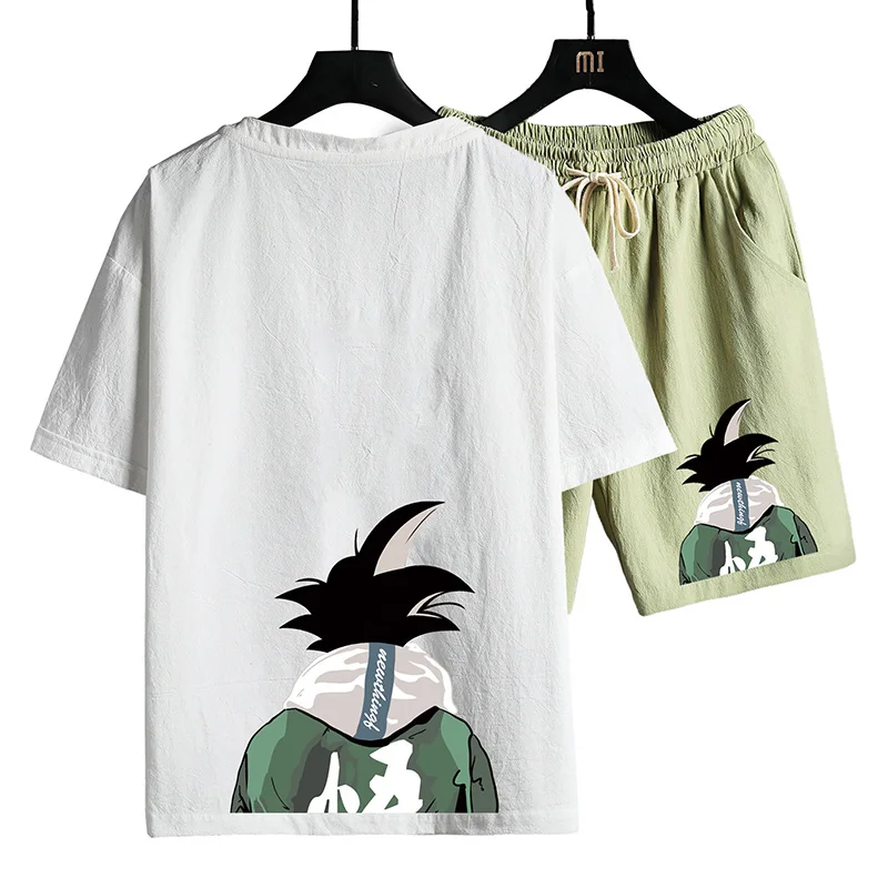 

Linen SeriesMen Short Set 2021 Summer New T-Shirt+Shorts 2 Pieces Sports Suit Comfortable Home Male Clothes Jogging Tracksuit