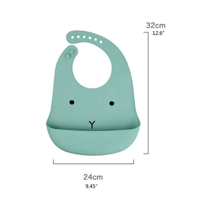 Baberos impermeables de silicona suave con dibujos animados para beb&eacute;, ajustable, receptor de comida para ni&ntilde;o peque&ntilde;o, delantales enrolladas de bolsillo para alimentaci&oacute;n-3