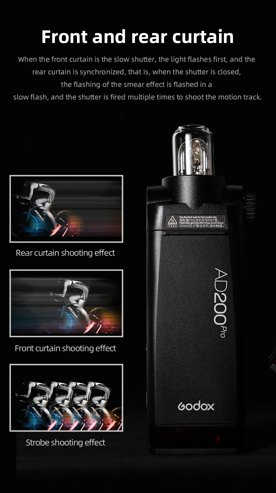 Напольный светильник-вспышка Godox AD200Pro 200Ws ttl 2,4G 1/8000 HSS 0,01-1,8 s с аккумулятором 2900mAh