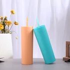 Стакан акриловый, цветной, 16 унций, с двойными стенками, изолированный, матовый, пластиковый