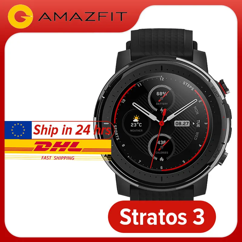 【Бесплатная доставка 】 Amazfit Stratos 3 Смарт часы для мужчин GPS 1 34 дюймов экран 19