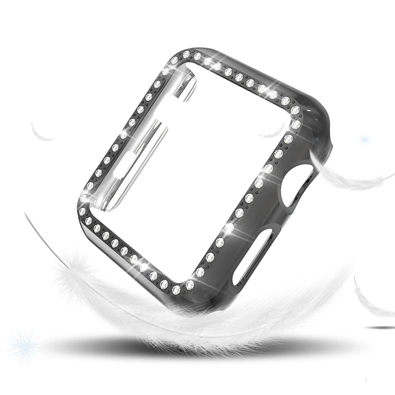 Черный Алмазный чехол для apple watch Series 5 44 мм 40 мм iWatch 4 защитная крышка экрана PC Watch Case для apple watch 3 Case 38 мм 42 мм - Цвет: Черный