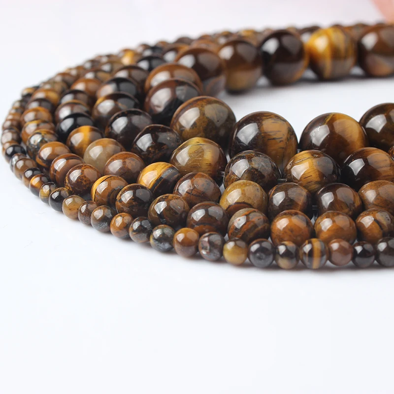 4 6 8 10 12mm Natural Yellow Tiger Eye Stone Loose Beads Fit For Jewelry DIY Women Bracelet Necklace Earrings Accessories Making | Украшения