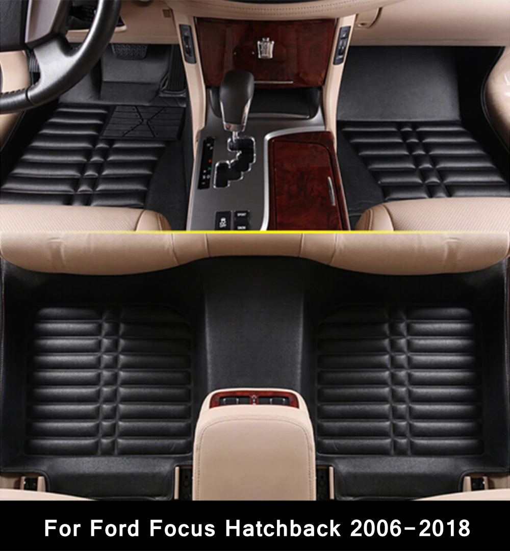 

3D автомобильный напольный коврик для Ford Focus (2006-2018, для модели хэтчбека), изготовленный на заказ, автомобильный коврик для ног, протектор для ...
