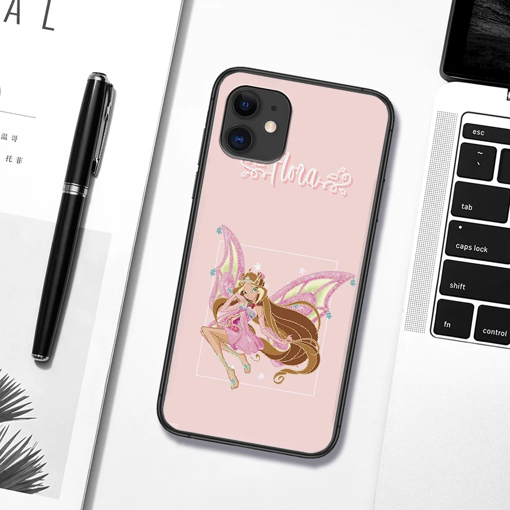 

Winx Clubs Cute Girl Phone Case For Iphone 5 5S SE 2020 6 6S 7 8 Plus 11 12 Mini X XS XR Pro Max black Cell Painting Funda