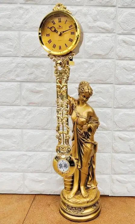 

61cm Height Goddess clock, European style seat clock Swing art Beautiful pendulum clock statue crafts tools wedding Decoration