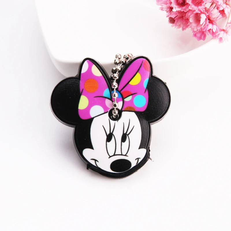 Cartoon Anime Cute Key Cover Cap Silicone Mickey Stitch Bear Keychain Women Gift Owl Porte Clef Minne Key Chain - Цвет: A10