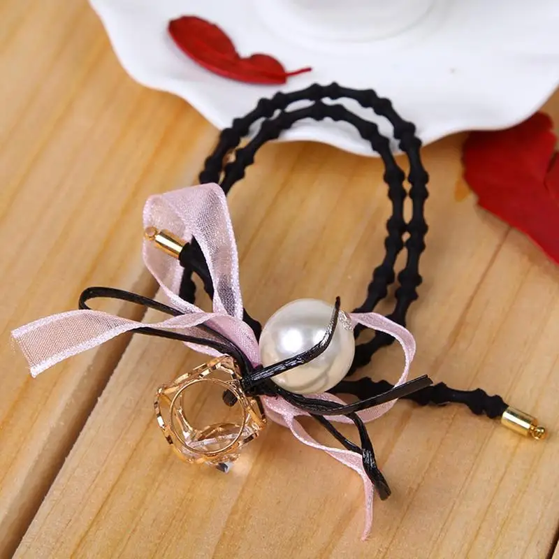 1 шт. милые эластичные резинки для волос с кристаллами и жемчугом повязка на
