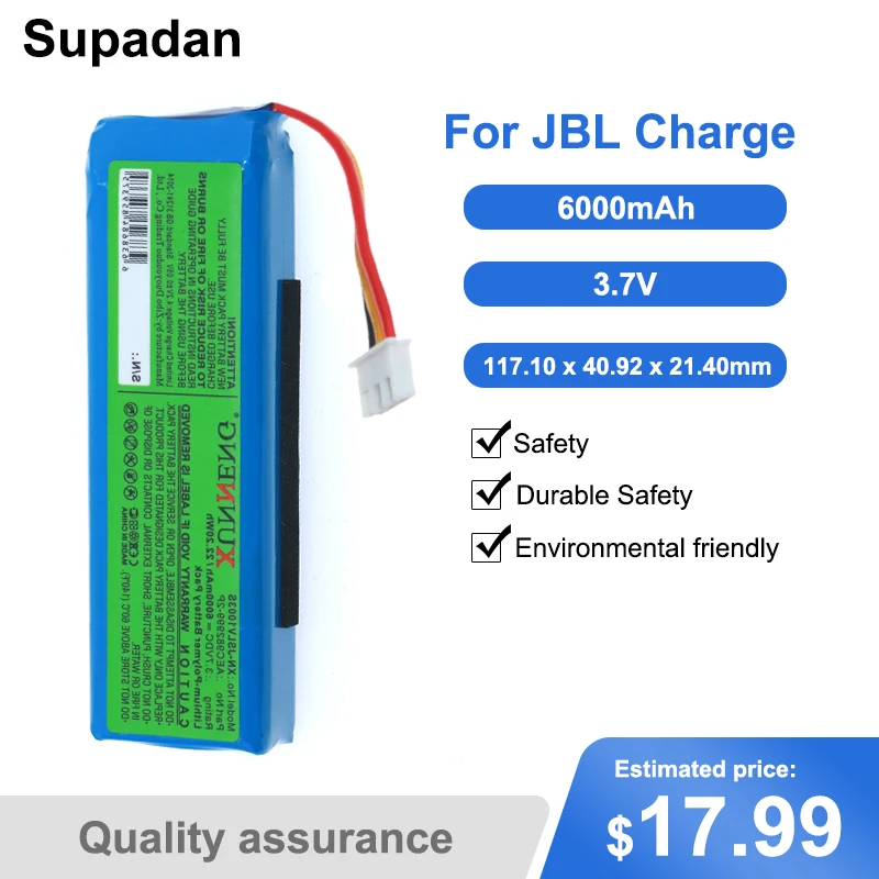 

Supadan 6000mah 22.20Wh 3.7V 6200mAh Battery Bateria AEC982999-2P For JBL Charge
