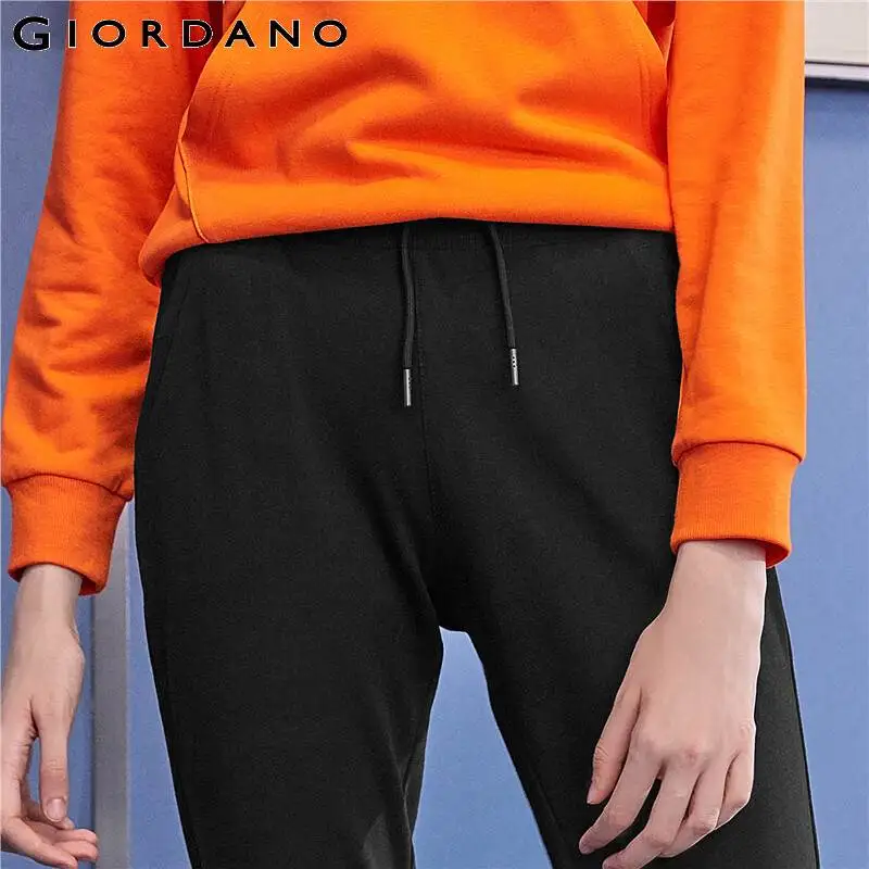 Giordano спортивные женские брюки с эластичной талией на шнурке, из натурального хлопка