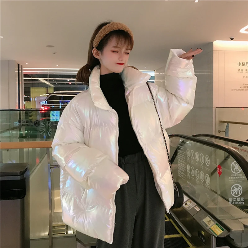 

Luck A Winter Women's Jacket High Quality Bright Colors Insulated Puffy Coat collar Fluorescent color Parka Loose Outwear