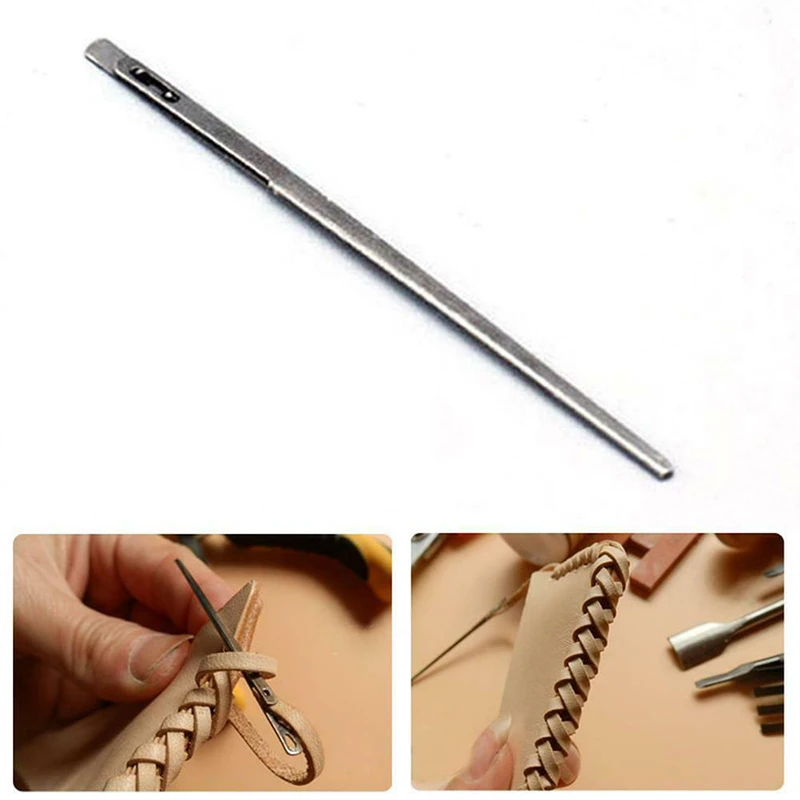 Кожа игла для шнуровки DIY вязание крючком двойное отверстие 3 мм на плоской