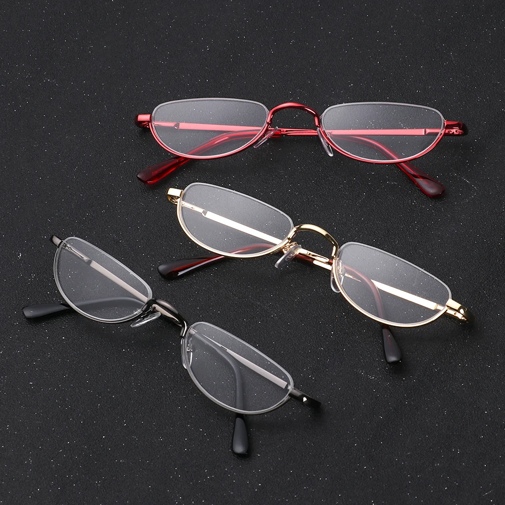 Унисекс очки для чтения кошачий глаз женские и мужские металлические полуоправы