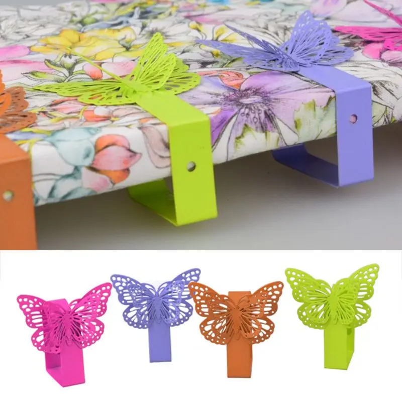 

4pc Tablecloth Clips Butterfly Shape Picnic Table Clips Flexible Stainless Steel Dropshipping