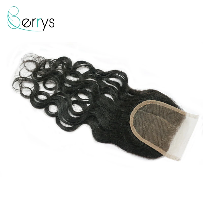 Малазийские человеческие волосы волнистые 3 шт./лот с кружевной застежкой 4x4