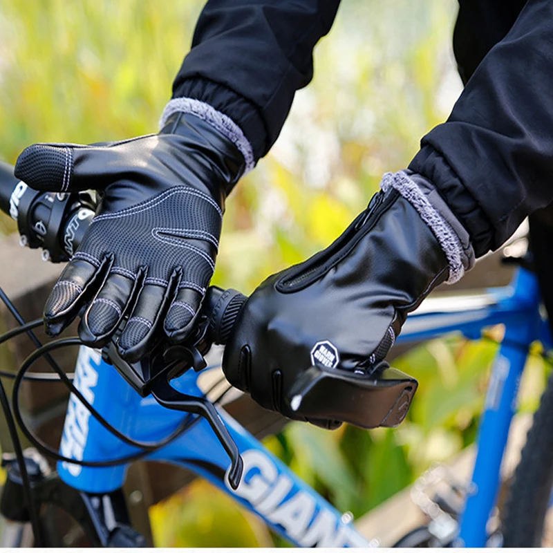 Велосипедные перчатки зимние термальные ветрозащитные теплые полный палец для